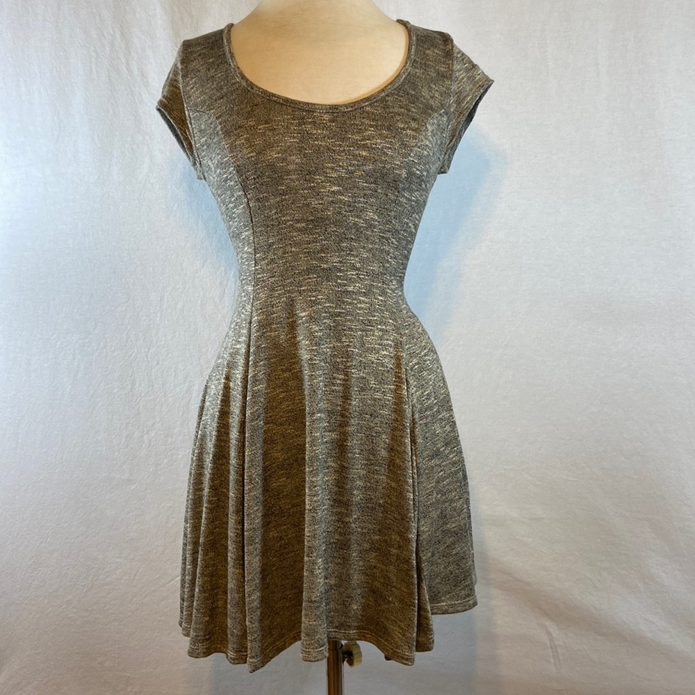 Rolla Coster metallic-gray, scoop neck and back mini dress.